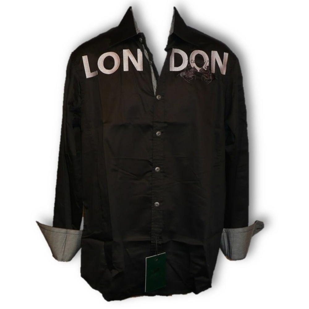 Men's Black Dress Shirt Premium Cavalry London, XL